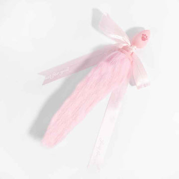 Cute Paw Print Silicone Butt Plug with Fluffy Faux Fur Tail – White & Pink