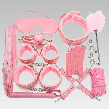 3-Piece BDSM Restraint Bondage Kit Pink/Black/Black