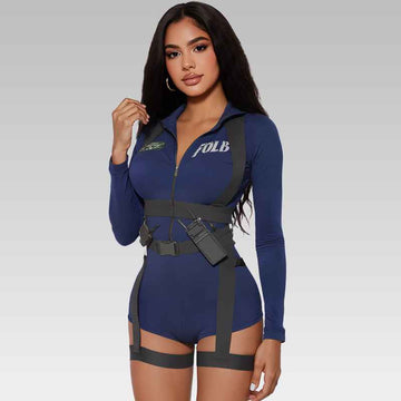 Sexy Blue Police Officer Bodysuit