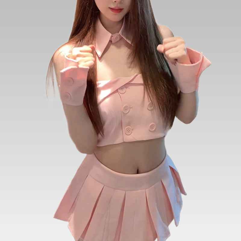 Pink Uniform Temptation Schoolgirl Cosplay Set