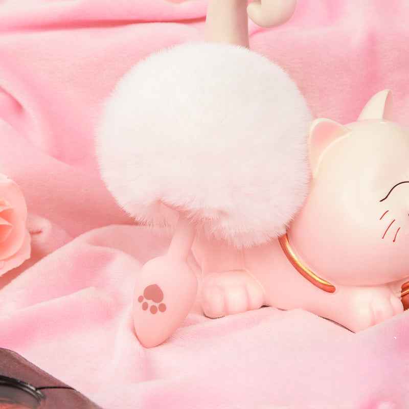 Bunny Tail Silicone Butt Plug – Pink & White
