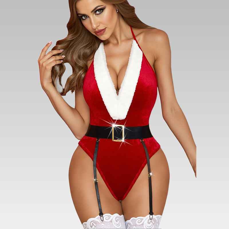 Sexy Christmas Red Teddy Bodysuit