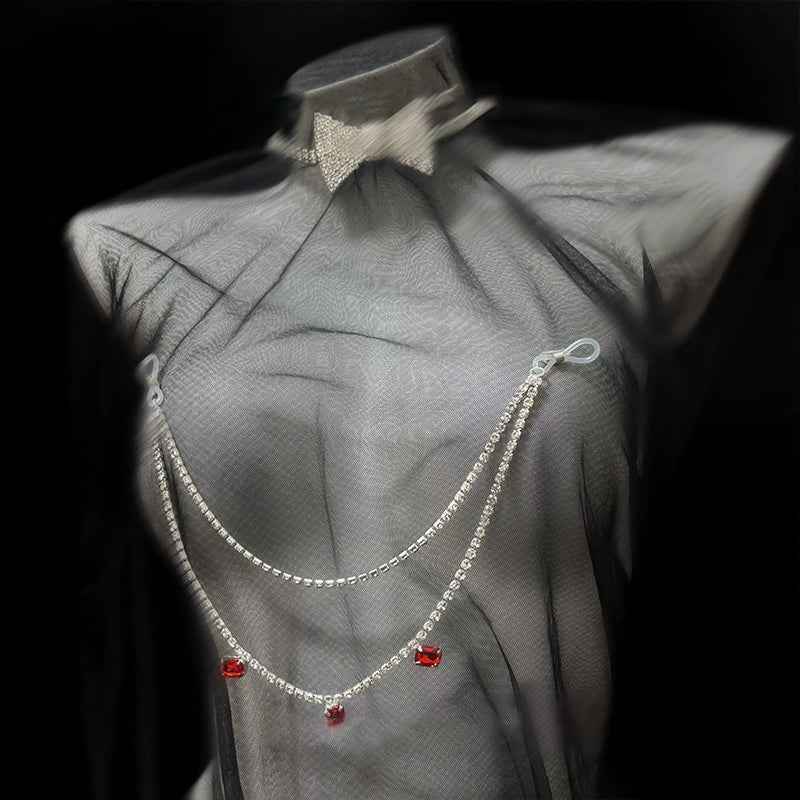 BDSM Silver Nipple Chain & G-String Set