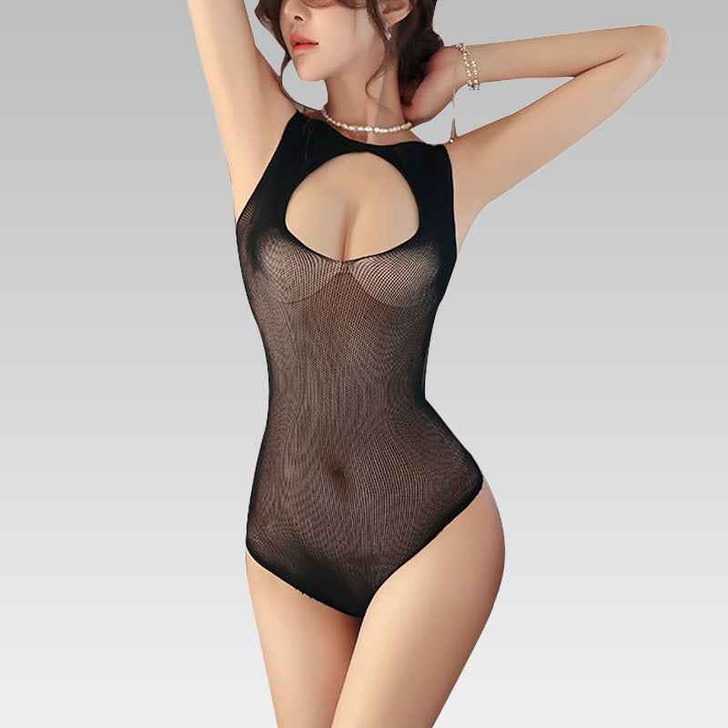 Sheer Black Keyhole Bodysuit