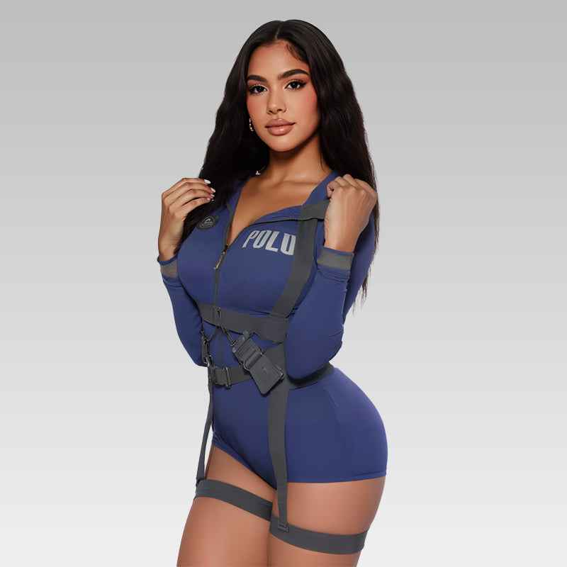 Sexy Blue Police Officer Bodysuit