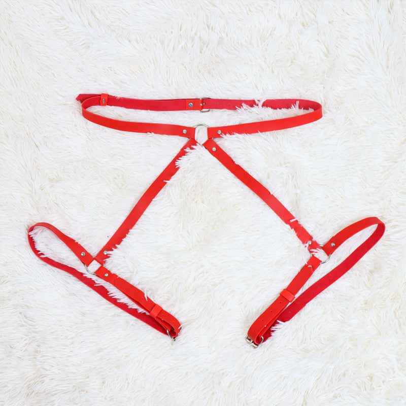 Red Faux Leather Bondage Hip Harness