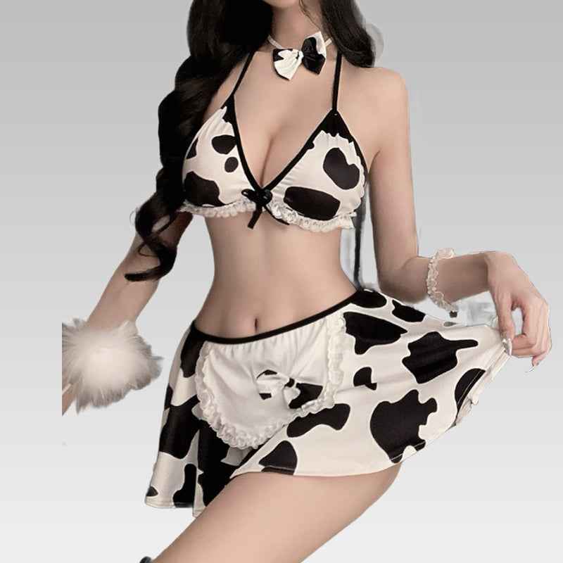 Moo Moo Maid Cow Print Lingerie Cosplay Set