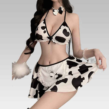 Moo Moo Maid Cow Print Lingerie Cosplay Set