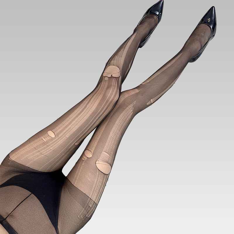 Tearable Black Lace High Thigh Stockings