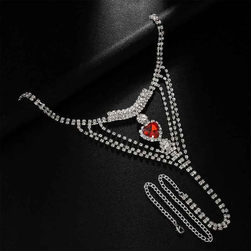 BDSM Silver Nipple Chain & G-String Set