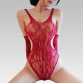 Red Lace Cutout Bodystocking