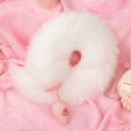 Fluffy Faux Fur Tail Silicone Butt Plug – Pink & White