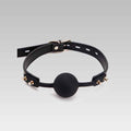 Leather Restraints Silicone Ball Mouth Plug for Sex(Black/Black and Red)