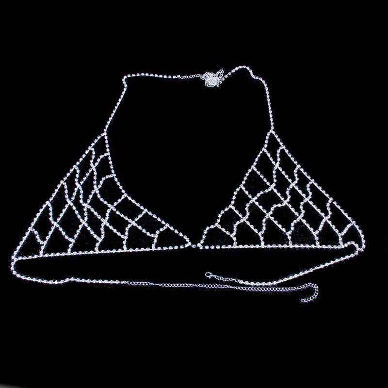 Seductive Mesh Body Chain Bikini Set