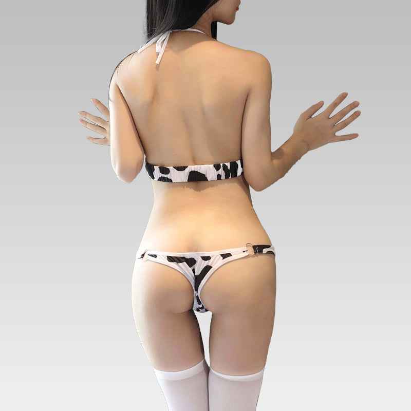 Cow Print Cut-Out Bodysuit Lingerie