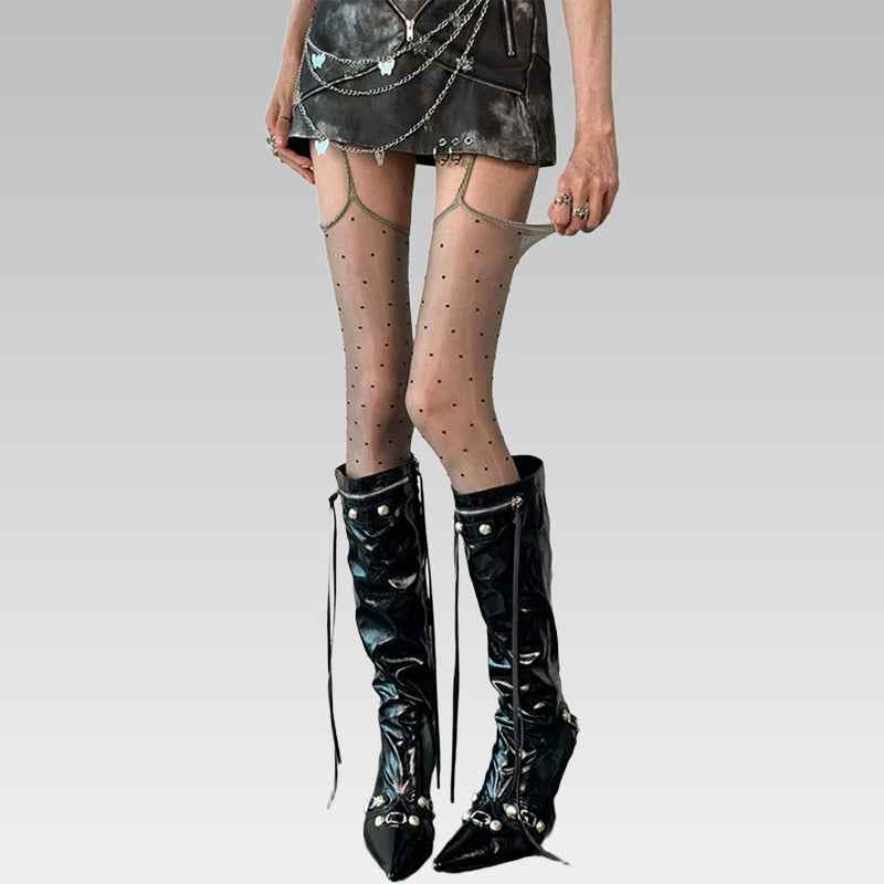 Polka Tease Suspender Stockings