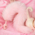 Fluffy Faux Fur Tail Silicone Butt Plug – Pink & White