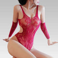 Red Lace Cutout Bodystocking