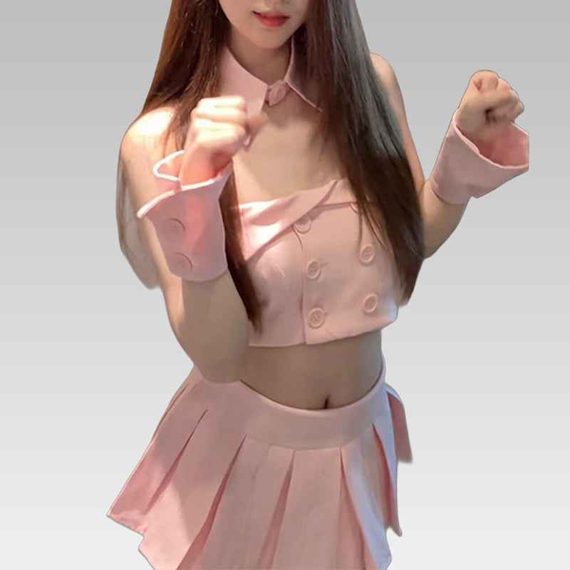 Pink Uniform Temptation Schoolgirl Cosplay Set