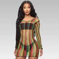 Sexy Rainbow Fishnet Long Sleeve Cover-Up Bodysuit