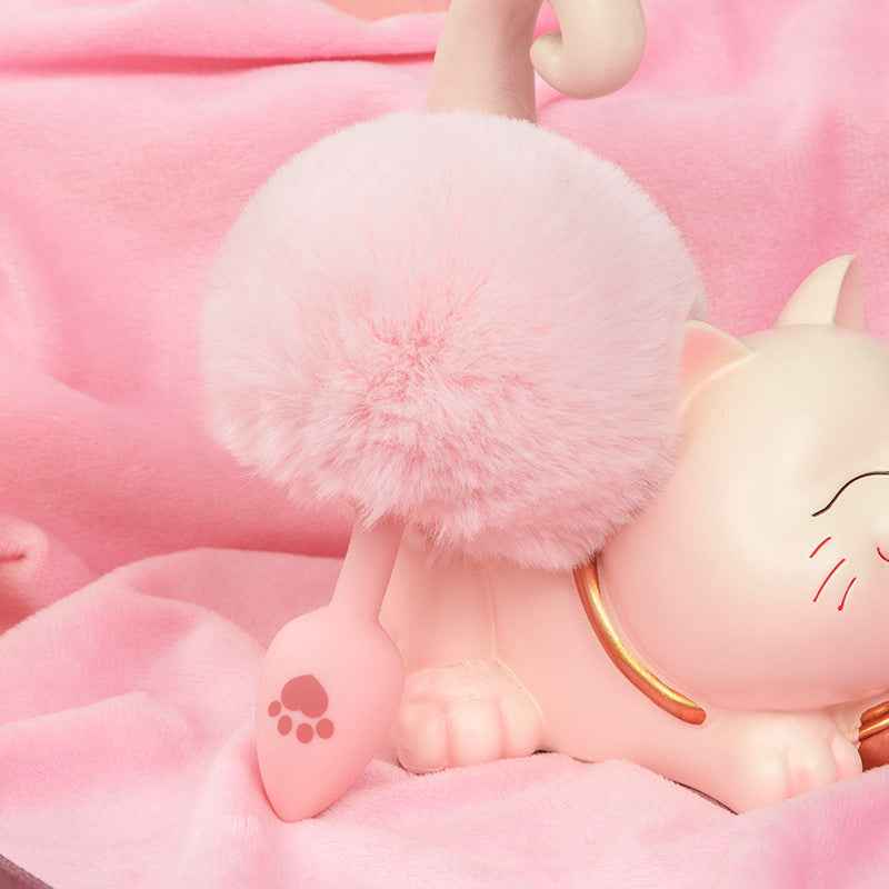 Bunny Tail Silicone Butt Plug – Pink & White