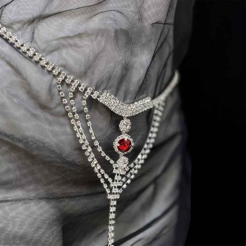 BDSM Silver Nipple Chain & G-String Set