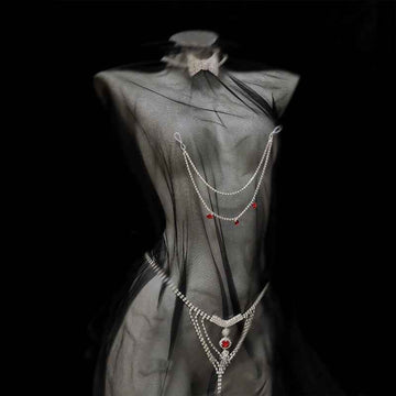 BDSM Silver Nipple Chain & G-String Set