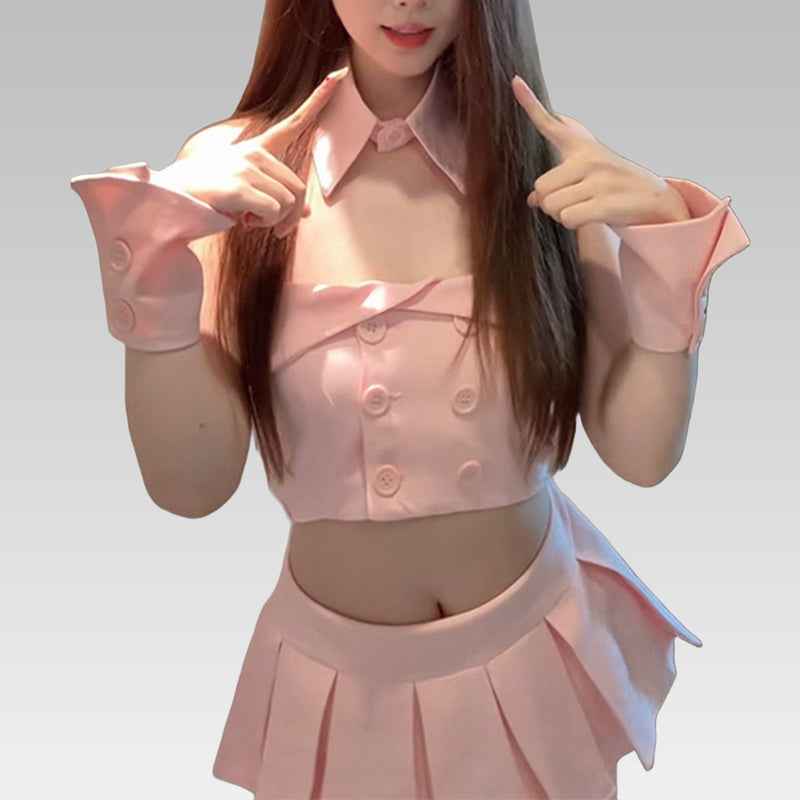 Pink Uniform Temptation Schoolgirl Cosplay Set