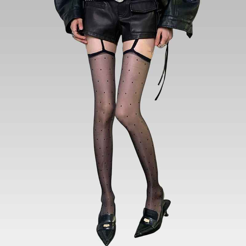 Polka Tease Suspender Stockings