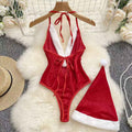 Sexy Christmas Red Teddy Bodysuit