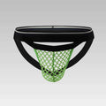 Green men’s mesh pouch thong underwear front view