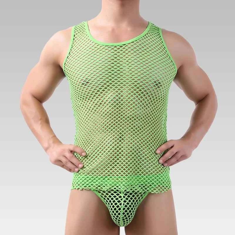 Men’s Fishnet Mesh Tank Top Sexy Lingerie