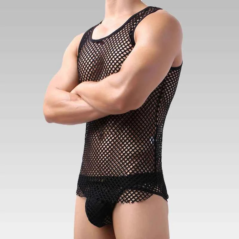 Men’s Fishnet Mesh Tank Top Sexy Lingerie