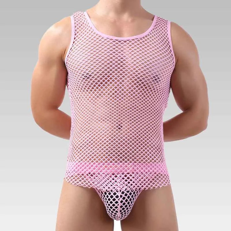 Men’s Fishnet Mesh Tank Top Sexy Lingerie