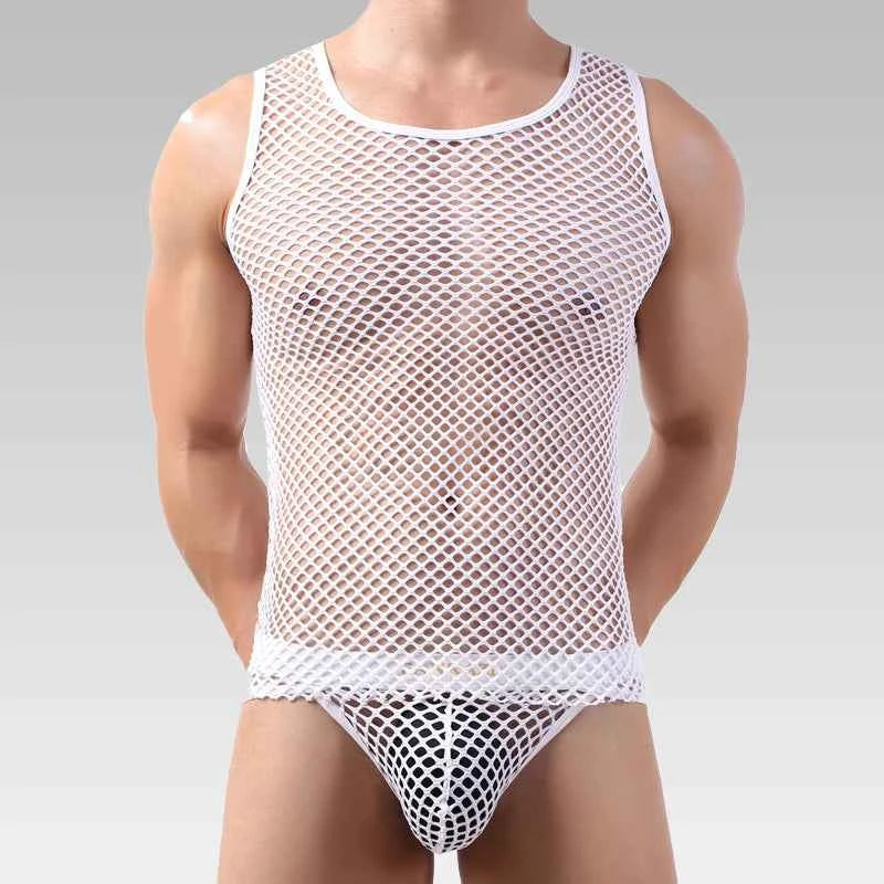 Men’s Fishnet Mesh Tank Top Sexy Lingerie