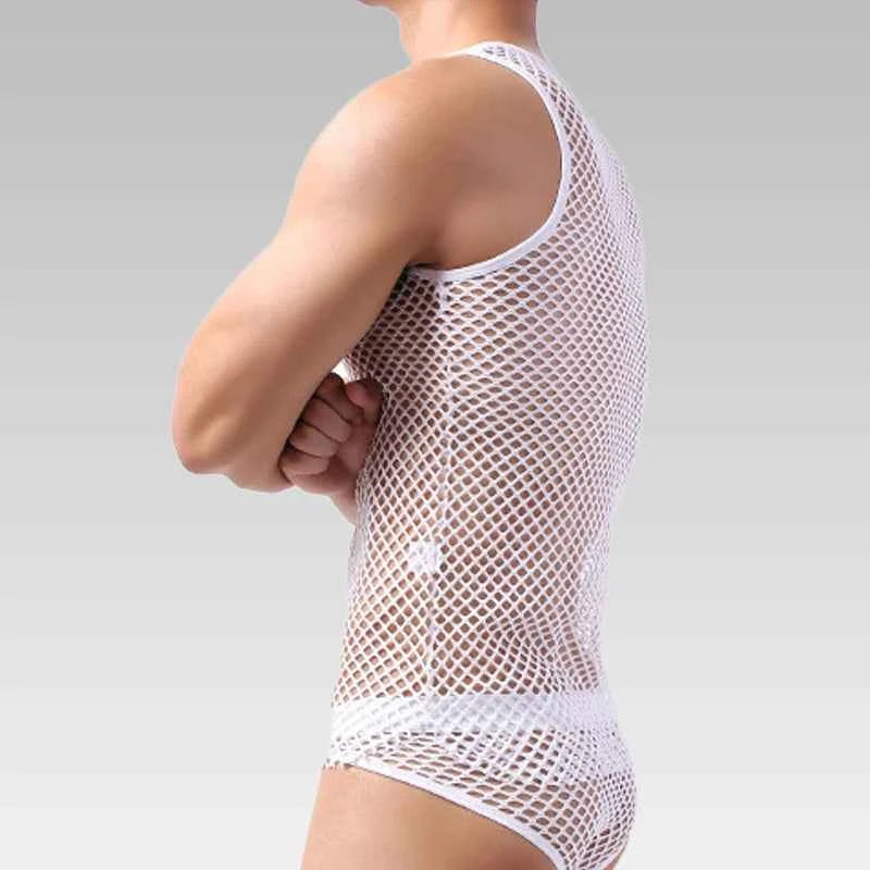 Men’s Fishnet Mesh Tank Top Sexy Lingerie