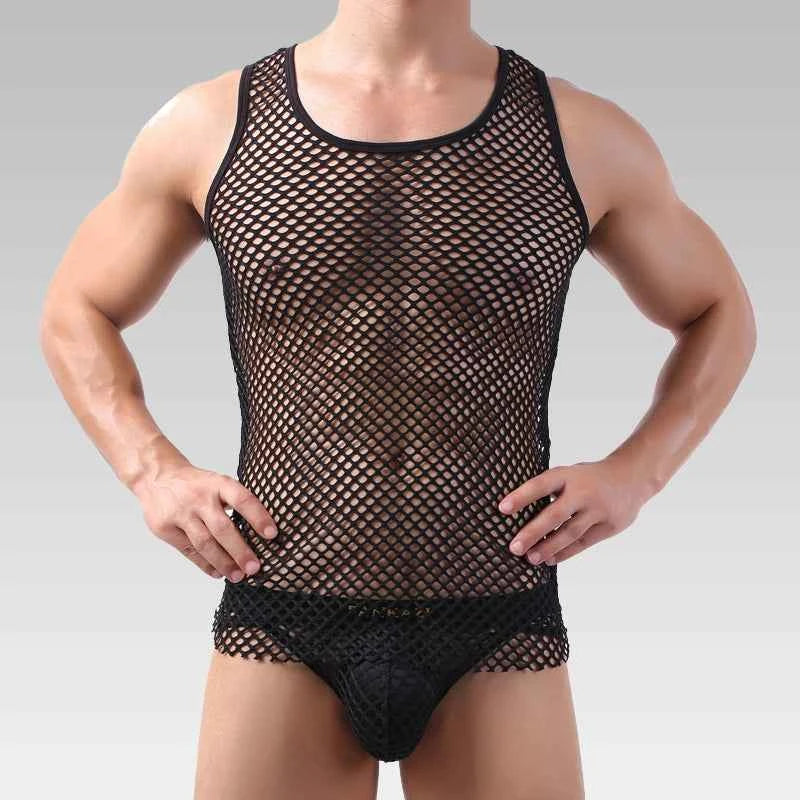 Men’s Fishnet Mesh Tank Top Sexy Lingerie