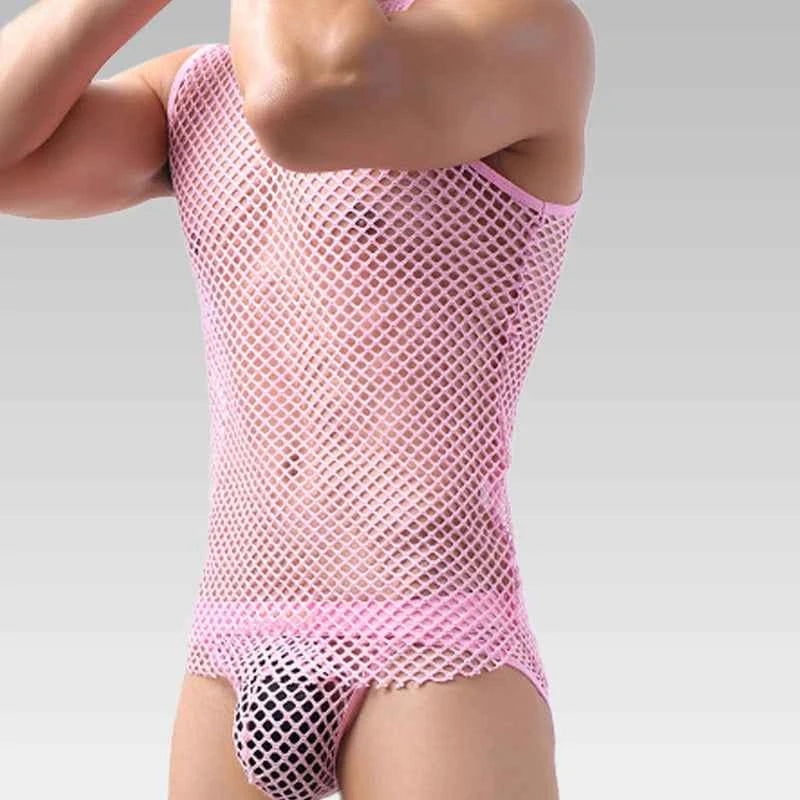 Men’s Fishnet Mesh Tank Top Sexy Lingerie