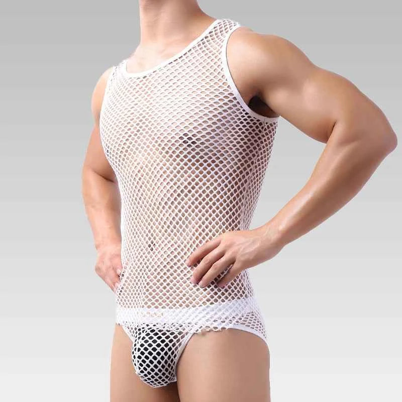 Men’s Fishnet Mesh Tank Top Sexy Lingerie