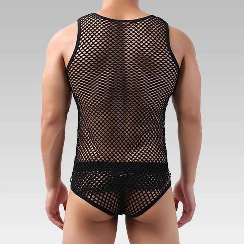 Men’s Fishnet Mesh Tank Top Sexy Lingerie