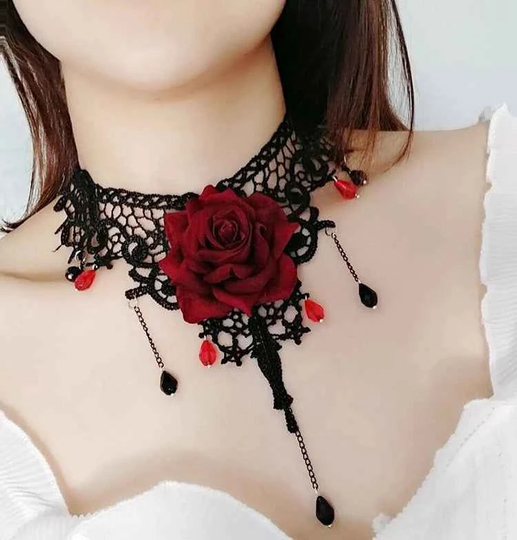 Gothic Rose Lace Choker Necklace