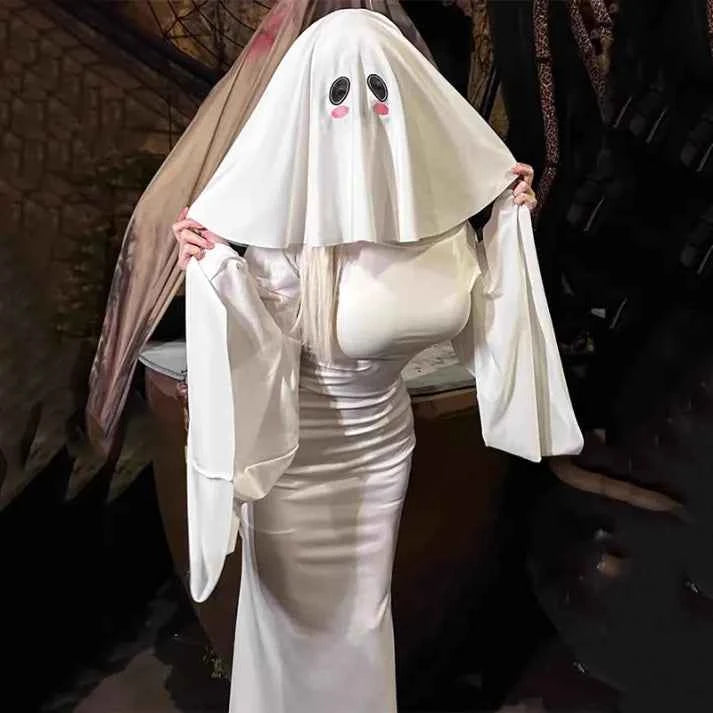 Cosplay Ghost Backless Dress With Mask