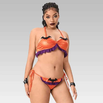 Halloween Ruffled Devil Lingerie Set