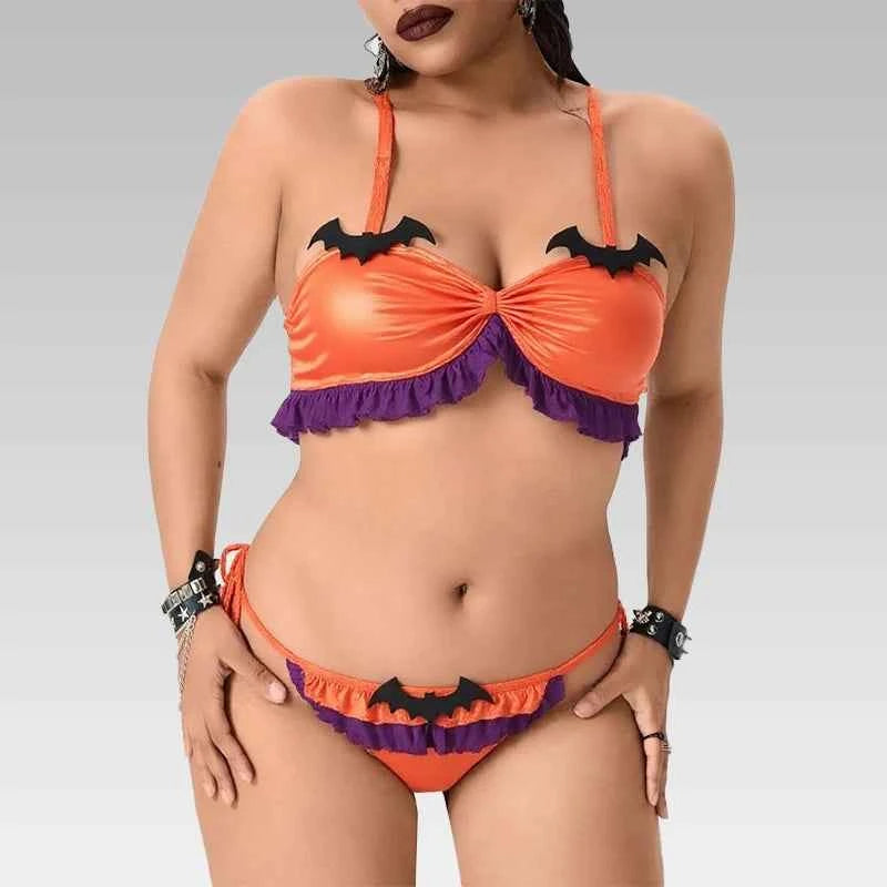 Halloween Ruffled Devil Lingerie Set
