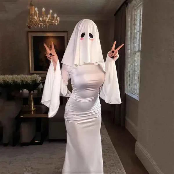 Cosplay Ghost Backless Dress With Mask