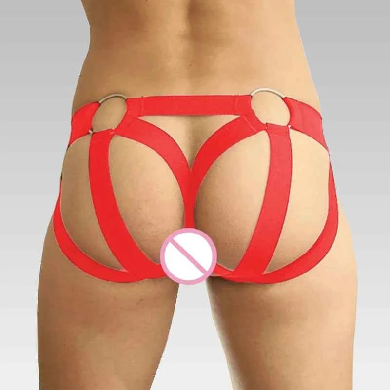 Men’s Erotic Strappy Open-Back Jockstrap Underwear