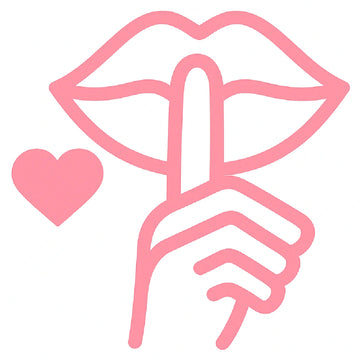 Sexy secret lingerie icon with lips and finger showing discreet intimate wear