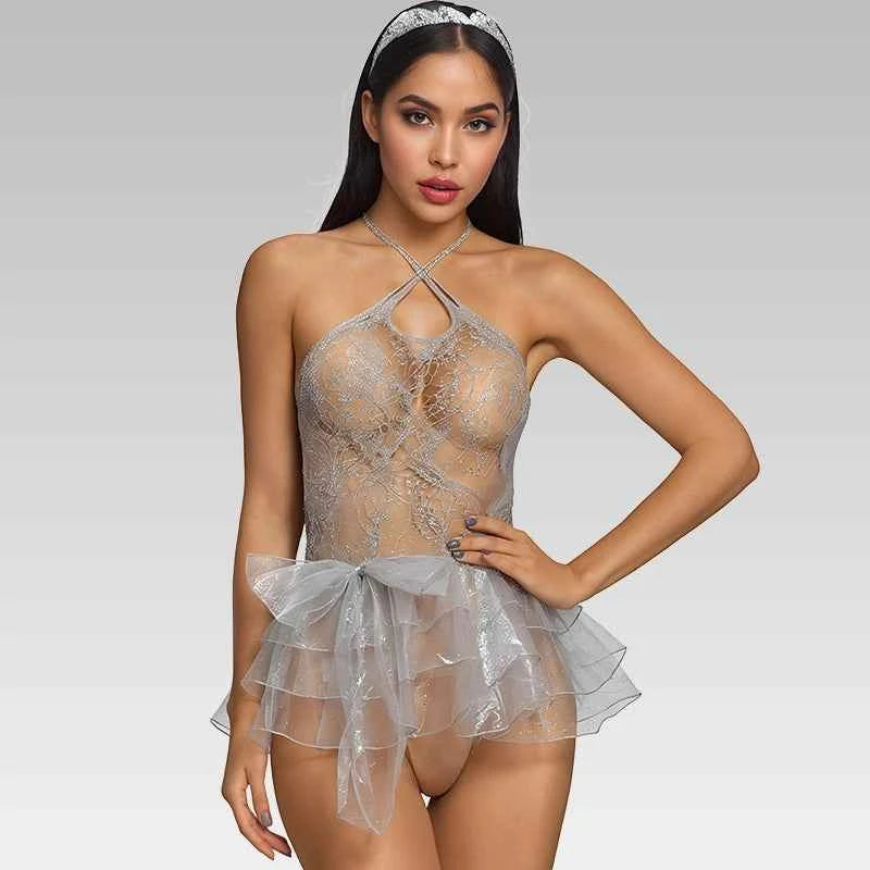 Silver Fairy Mesh Lingerie Dress