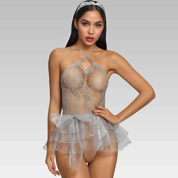 Silver Fairy Mesh Lingerie Dress