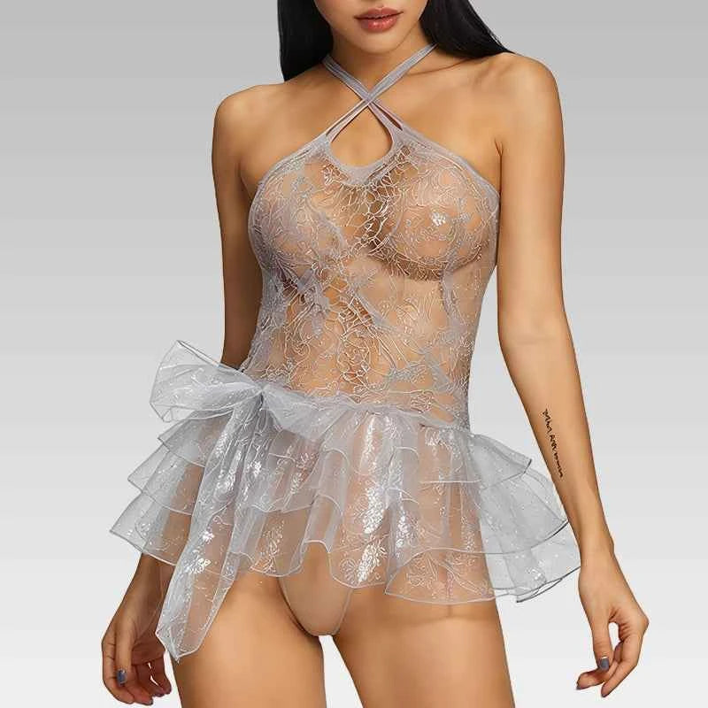Silver Fairy Mesh Lingerie Dress